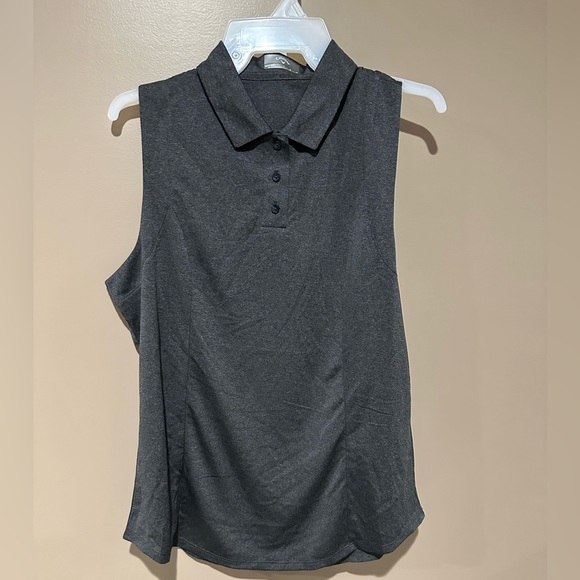 Women’s Vneck golf sleeveless shirt. Charcoal grey size sm, med, large. - Picture 1 of 6